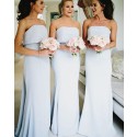 Strapless Dusty Blue Mermaid Simple Bridesmaid Dresses with Bowknot PD1722