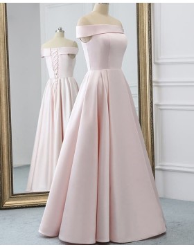 Pearl Pink Simple Satin Strapless Neckline Evening Dress PD2076