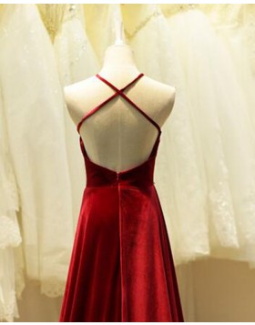 Stunning Halter Beading Satin Long Red Evening Dress PM1295