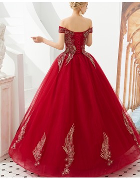 Amazing Off the Shoulder Red Embroidery Beading Evening Dress