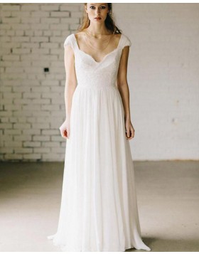 Square Ivory Lace Bodice Pleated Sheath Wedding Dress WD2183